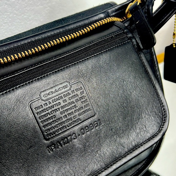 COACH Vintage Black Glove Tan Leather Patricia Legacy Flap bag Retro 90's 9951 - Picture 10 of 15